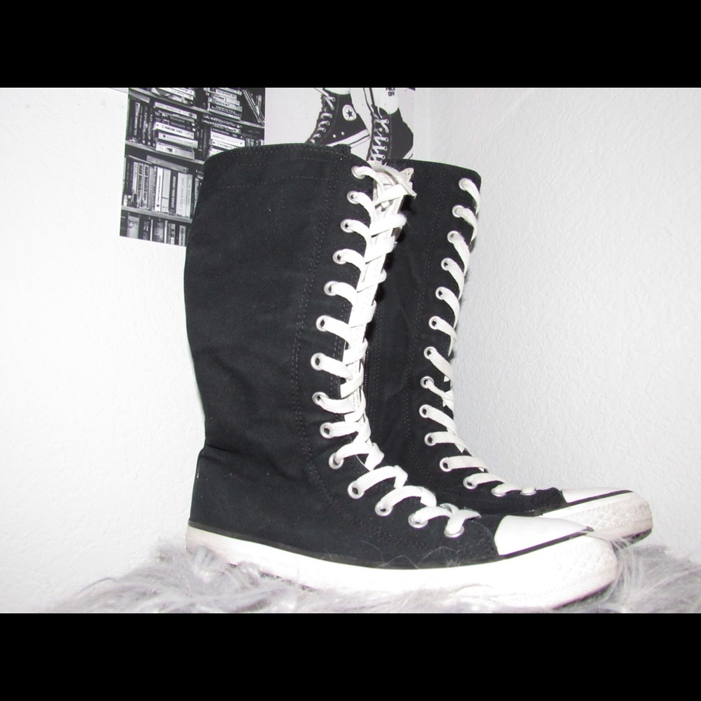 Black Knee High Converse